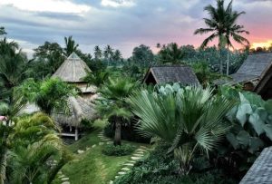 Sunset durng a Bali yoga retreat